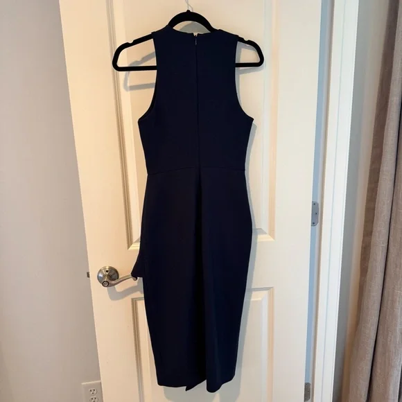 Cinq a Sept Piper Ruffle Hem Navy Blue Sheath Dress | Size 4 - Picture 6 of 8